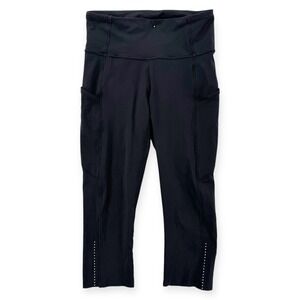 Lululemon Fast Crop‎ Leggings Womens 6 Black Nulux 19" Active Pants Athletic